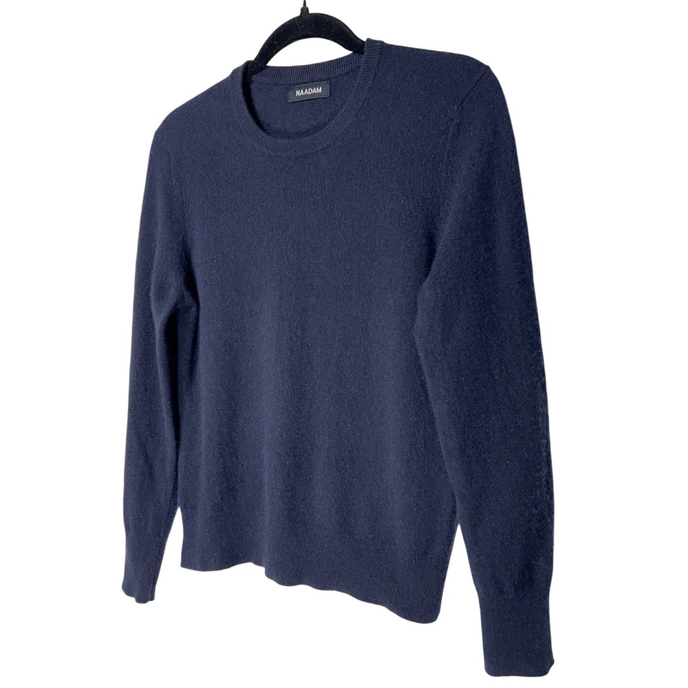 Naadam 100% Cashmere Crewneck Long Sleeve Sweater Navy Blue Size Small